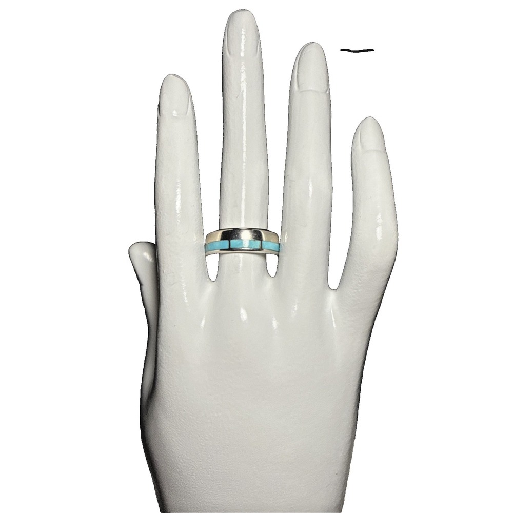 Desert Rose Trading Silver and Turqouise Inlay Band 925 J-9A